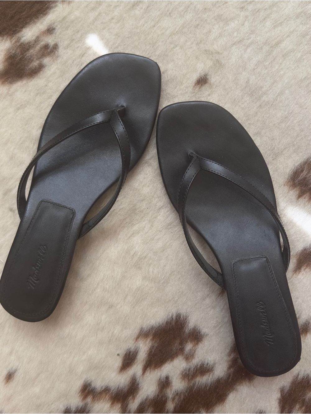 Madewell Black Leather kitten heel Sandals